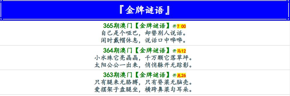 365期金牌谜语[图]